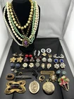 1LB VINTAGE Costume Jewelry Lot Rhinestone + SOME SIGNED CORO Trifari Lisner +