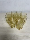 9 vintage Federal Glass amber STAR small tumblers 1950s Glasses barware 4” Tall
