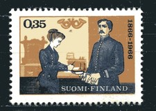 FINLAND 1966, CENTENARY OF FIRST STAMP IN FINISH CURRENCY, Scott 439, MNH