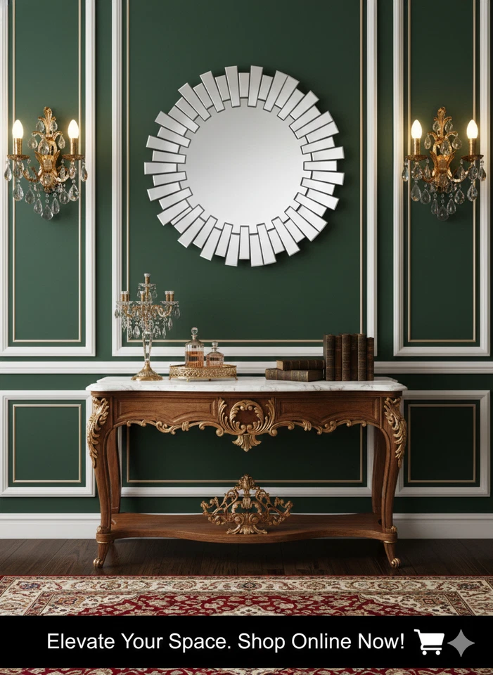 Espejo redondo de 32 pulgadas montado en la pared espejo de baño con decoración sin marco Foto 3 de 4