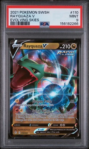 2021 POKEMON SWORD & SHIELD EVOLVING SKIES #110 RAYQUAZA V PSA 9