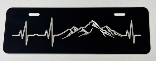Mountain Heartbeat 12x4 Half Car Tag Diamond Etched Metal License Plate Gift - Bild 1 von 9