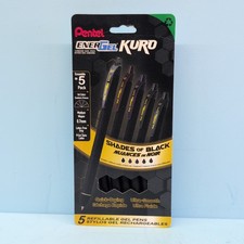 Pentel EnerGel Kuro Gel Pen Shades Of Black 0.7mm Assorted Black Ink 5Pcs