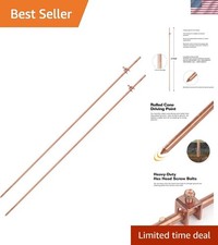 4' Grounding Rod - 3/8" Copper Ground Rod with Wire Clamp  Great for Electri...