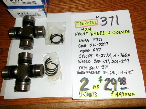 2 (TWO) FEDERATED 371 FRONT AXLE U- JOINTS = $29.98 = $14.99 EA.= FREE SHIPPING - Picture 3 of 5