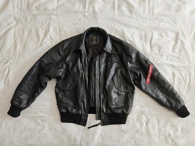 Alpha Industries CWU45 Lederjacke, Schwarz, Größe XXL