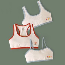 Little Girls' Training Bra 2 PACK Starter Sports Cotton Crop Cami Bralette