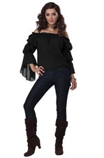 Brand New Medieval Renaissance Pirate Peasant Blouse Adult Costume Black 