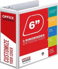 3 Ring Binders, 6 Inch D Ring Heavy Duty Large Binder with Pockets for 8.5" x
