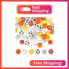 30 Pcs Sports Silicone Beads - 15mm, Basketball Soccer Baseball Football Volleyb