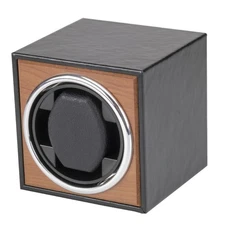 Vertical Leather Wood Automatic Rotation Watch Winder Display Case Box