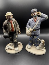Lot of 2 Vintage Emmett Kelly Jr Flambro Collection Porcelain Figurine Clowns