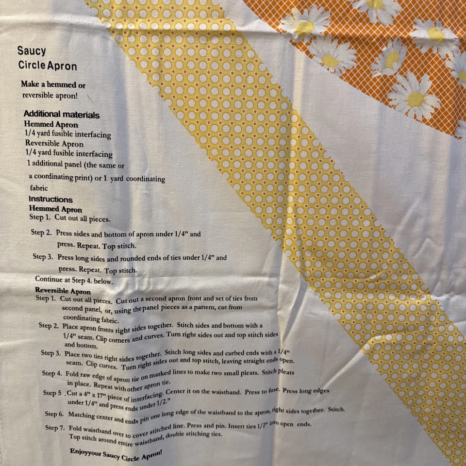 Nuevo Delantal Panel Naranja Margaritas Tesoros atemporales Anna Lena Saucy Círculo Delantal Foto 2 de 4