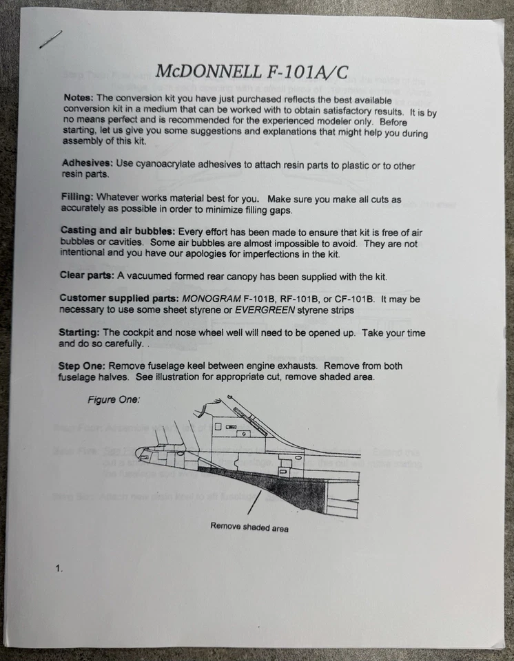 C & H Aero Miniatures McDonnell F-101A/C Voodoo 1/48 Resin Conversion Kit - Image 4 of 4
