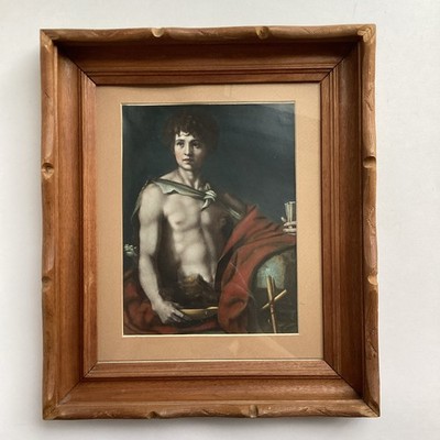 Andrea Del Sarto St John The Baptist As A Boy Framed Print Carved Wood Italy Vtg
