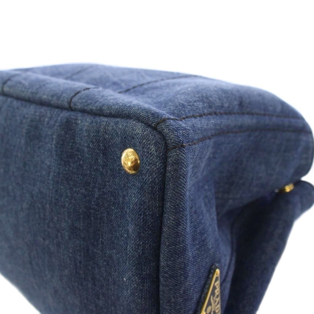 PRADA Canapa Denim Handbag Tote Bag Shoulder Bag 2WAY Blue 1BG642 KH OH Ladies f thumbnail 8