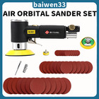 1/2/3in Sandpaper + Mini Air Sander Polisher Random Orbital For Auto Body Tool