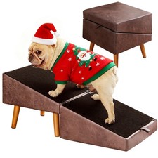 Dog Stairs for Small Dogs and Cats, Dog Ramp for Couch and Bed, Foldable 2-in...