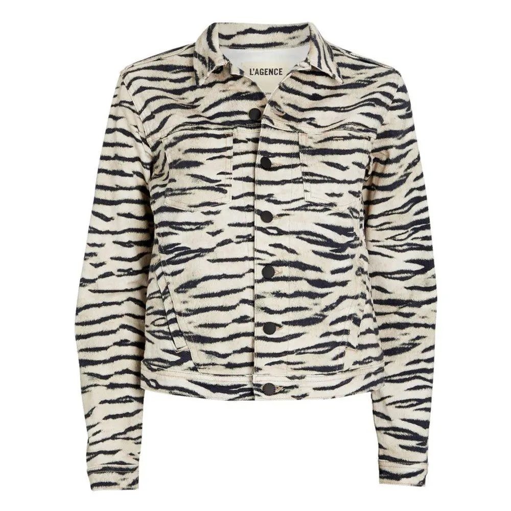 L'agence celine tiger stripe print denim jacket slim femme XS