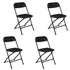 4-Pack Black Garden Plastic Folding Chairs, Injection Molding Classic Style