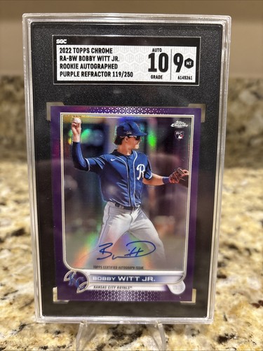 2022 Topps Chrome Bobby Witt Jr Rc Auto Purple Ref /250 SGC 9 10 Auto 🔥 - Picture 1 of 2
