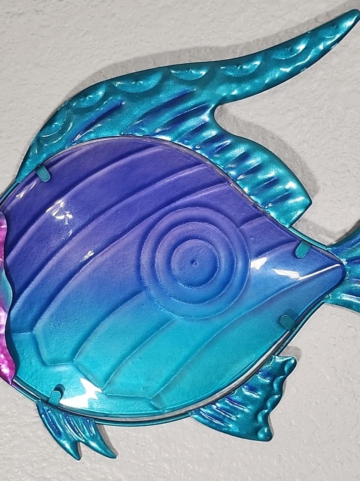 Cerca de parede de metal e vidro para peixes tropicais vida oceânica decoração de jardim azul/verde/rosa - Imagem 3 de 4