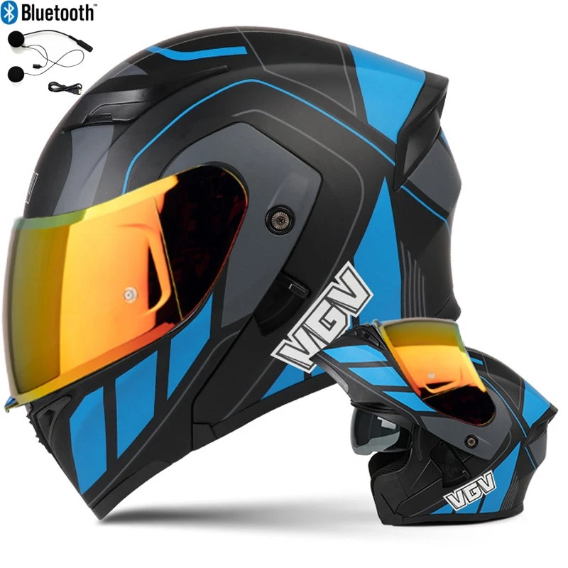 DOT Bluetooth Abatible Modular Cascos de Motocicleta Casco de Moto con Gafas de Sol Foto 2 de 4