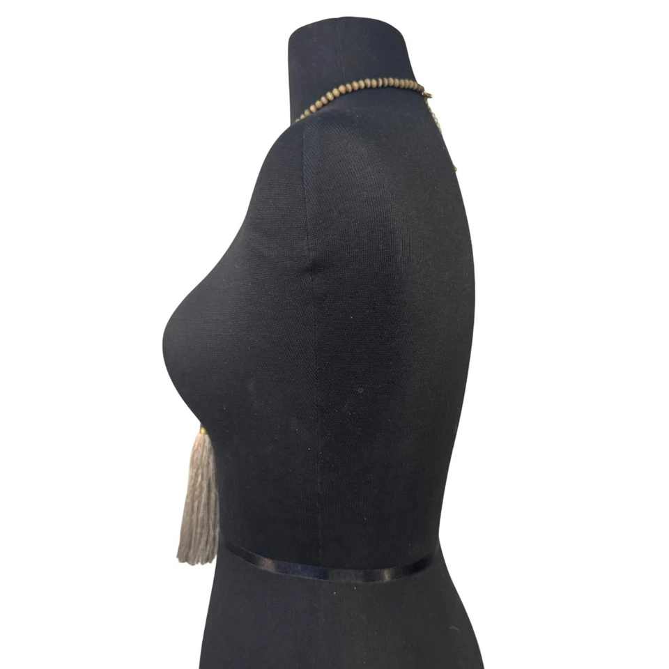 Collar Borla Cuentas Largas Color Topo Ajustable Foto 4 de 4