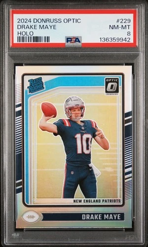 2024 PANINI DONRUSS OPTIC HOLO #229 DRAKE MAYE ROOKIE RC PSA 8