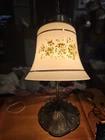 Vintage Gooseneck Table Lamp Lily Pad Base Milk Glass Floral Shade