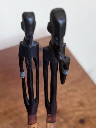 Afrikanische geschnitzte Kunstschnitzerei afrikanischer Mann & Frau Figur 12 Zoll groß - Bild 4 von 8