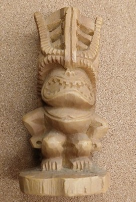 Vintage Tiki God of Money 4  Exotic Figurine Carved Hawaii Polynesia Statue