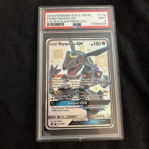 2018 POKEMON SUN & MOON CELESTIAL STORM 177a FULL ART/RAYQUAZA GX 2019 PSA 9