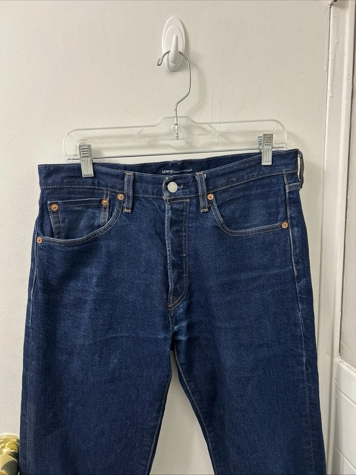 Jeans Levis 501 De Colección Para Hombres 32x34 Azul Hecho y Hecho a Mano Ribete Big E Denim Original Foto 2 de 4
