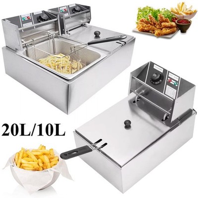 6L/12L Öl-Fritteuse Elektro Frittöse Edelstahl Profi Kaltzonen Fritteuse Fritöse