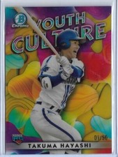 2023 BOWMAN CHROME TAKUMA HAYASHI YOUTH CULTURE ROOKIE CARD YC-15 ~ 01/50 UNIQUE