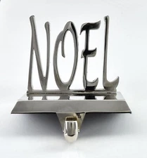 Noel Silver Chrome Christmas Stocking Holder Hanger Heavy