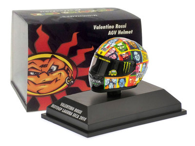 Minichamps CASCO VALENTINO ROSSI-MOTOGP LAGUNA SECA 2010 1/8 SCALA | eBay