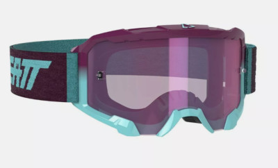 LEATT 4.5 IRIZ BRILLE VELOCITY TEAR OFF AQUA MIT LILA GLÄSERN MOTOCROSS MX NEU