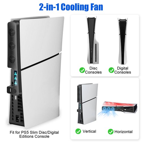 Upgraded Quiet Cooler Fan Cooling Accessories for PS5 Slim Disc/Digital Console - Picture 2 of 6