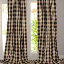 Buffalo Checkered Polyester Curtain Window Treatment/D cor Black and Tan