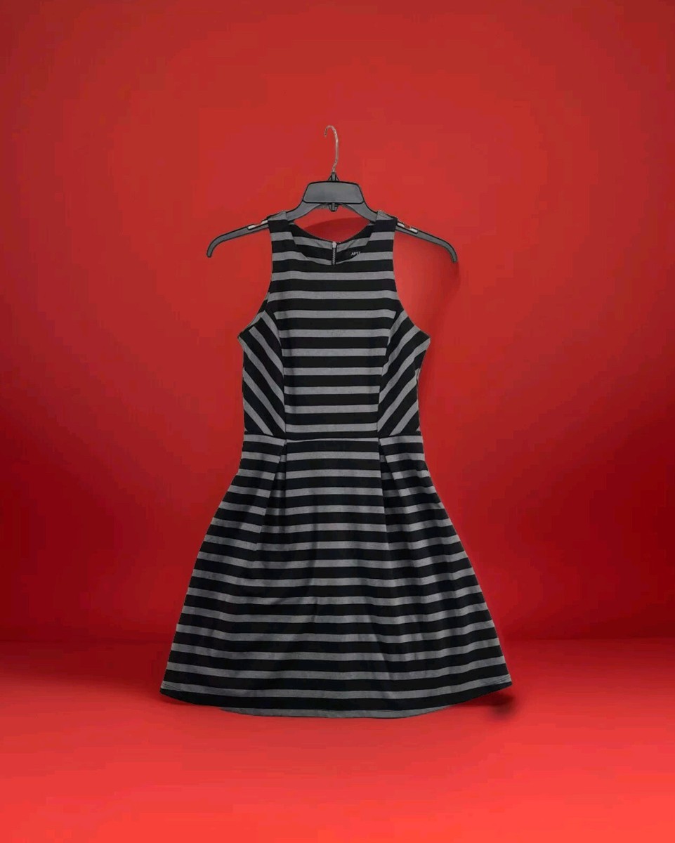 apt 9 a line dress A Line Dress Sleeveless Black And Gray Stripes Zip Back Size 2 Apt 9