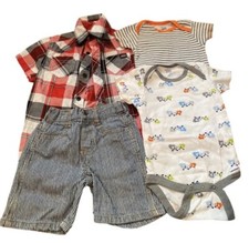 18 Month boy bundle! 2 onesies, shorts, Dickies button up Skulls Dogs Plaid