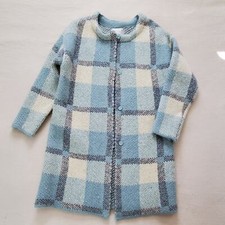 Joa Los Angeles Wool Blend Felt Plaid Blue Jacket Small