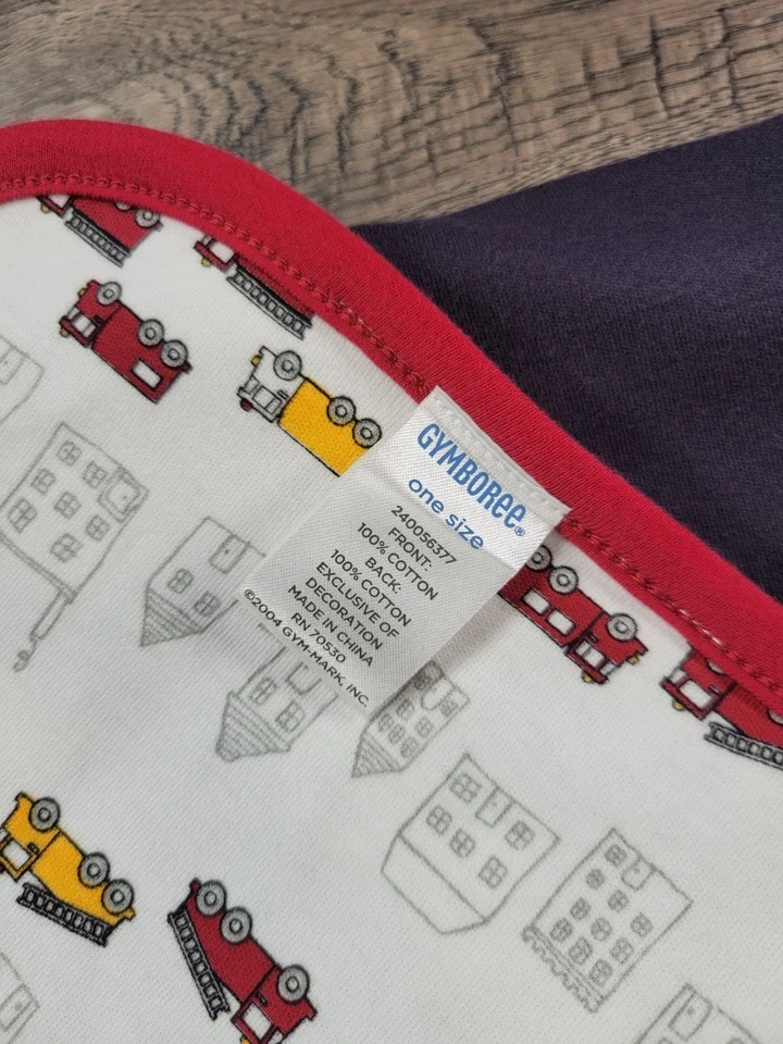 Bebé Niño Nuevo Sin Etiquetas Gymboree Vintage Bomberos Camión de Bomberos Bebé Envoltura Manta Foto 3 de 3