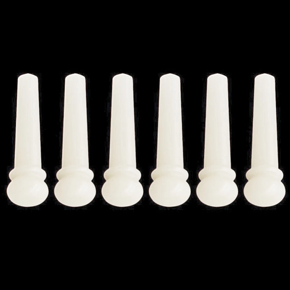 6x Bone Guitar Pin Unslotted String Peg Luthier White Non-slotted White H00-N