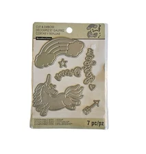 Recollections Cut & Emboss Metal Dies 7pc Rainbows Unicorns Magical Dream NOS