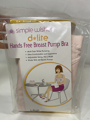 Simple Wishes D Lite Hands Free Pumping Bra, Patented, Soft Pink, L-PLUS