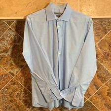 JOHN VARVATOS Long Sleeve Shirt Mens Size 16 1/2 32/33 Blue Slim Fit