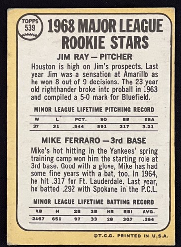 Set Builders: 1968 Topps 400-599 VG/EX & better, no creases, FREE shipping - Picture 257 of 374